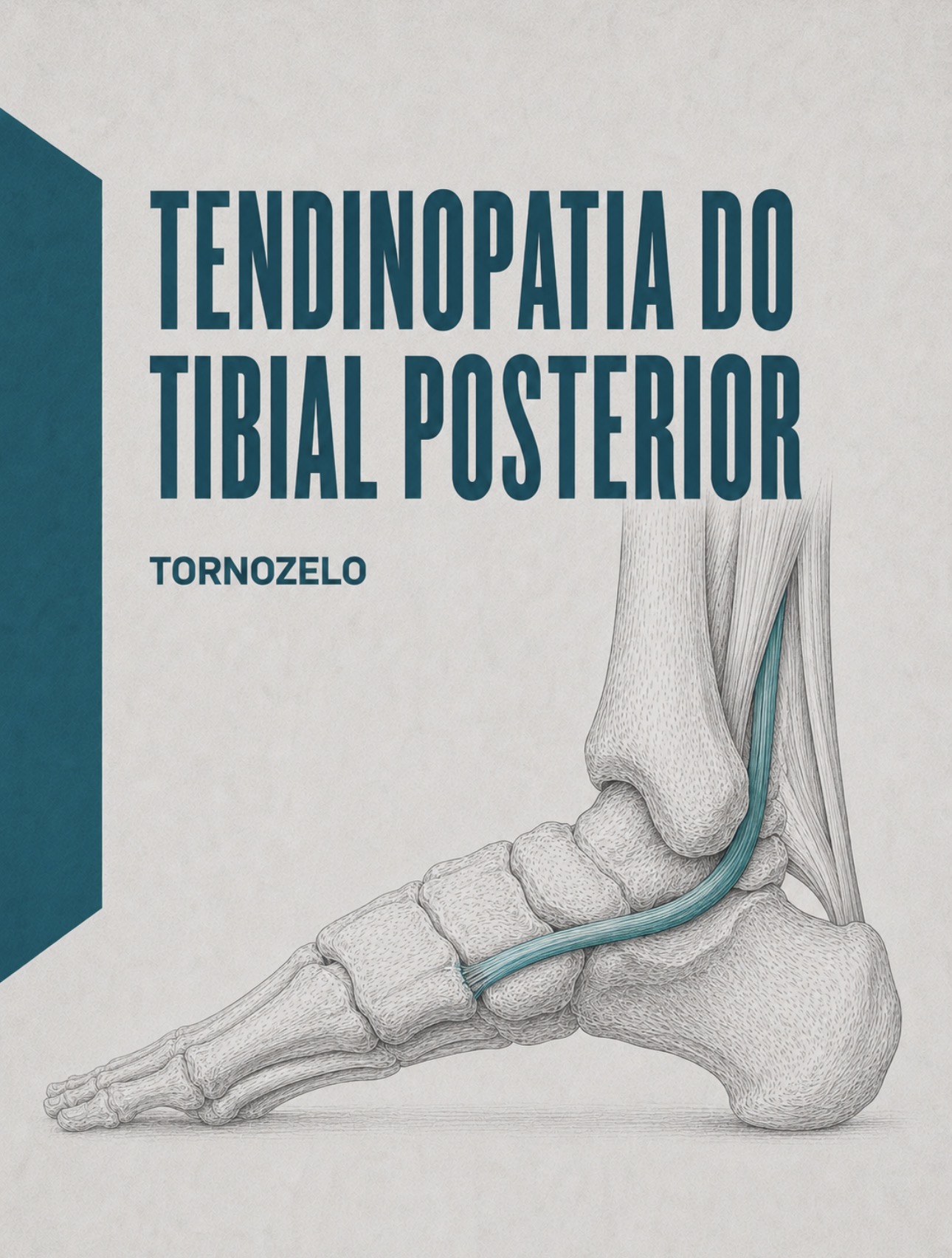 Ilustração médica do tendão tibial posterior no canal retromaleolar medial
